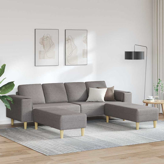 Living Room Furniture Set Couch & Stool Brown