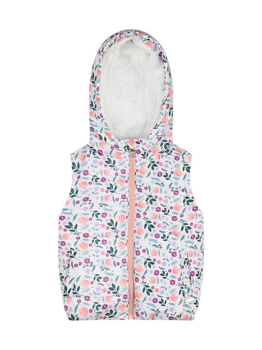 Kids Quilted Sleeveless Short Jacket with Hood Multicolour