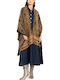 Women's Poncho Black-beige