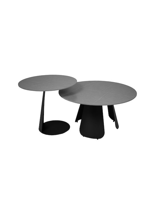 Round Central Coffee Table Gray 2 Pieces W80xL80xH45cm