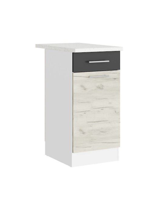 Επιδαπέδιο Ντουλάπι με Πάγκο Εργασίας White, White Craft Oak, Graphite 40x46x85εκ.