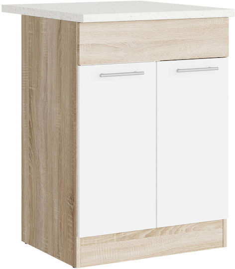 Bodenstehender Schrank mit Arbeitsplatte Sonoma Oak, White 60x46x85cm