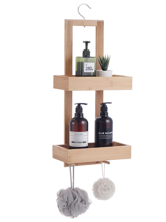 Viosarp Επιτοίχια Ραφιέρα Μπάνιου Bamboo με 2 Ράφια 26x13x61cm
