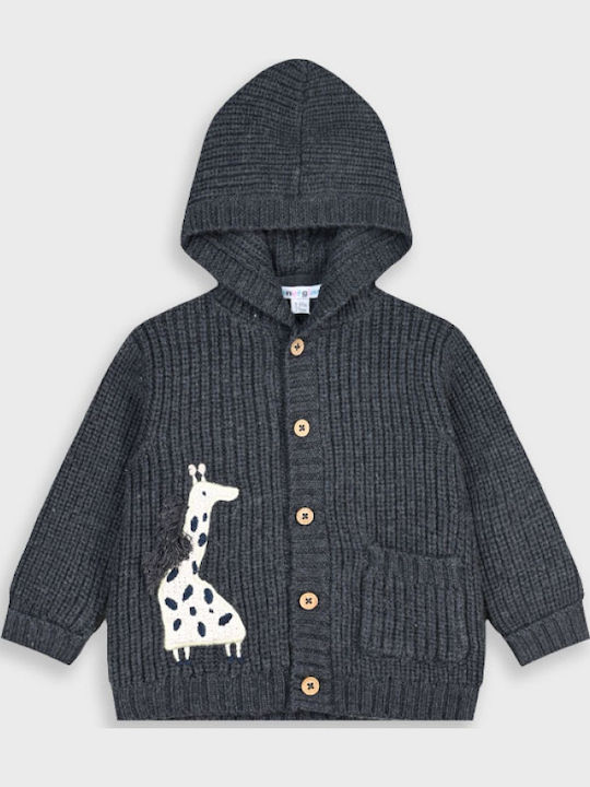Kids Cardigan Knitted with Hood Gray