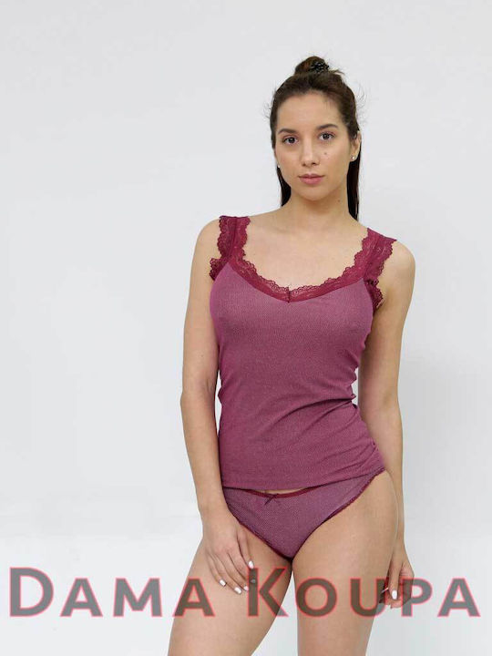 Women's T-Shirt with Spaghetti Strap Burgundy