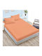 Pucioasa Set Cearșaf cu 2 Fețe de pernă Super dublu cu Elastic 160x200cm. Portocaliu 3buc