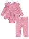 Guess Baby Bodysuit Set Long-Sleeved with Pants Pink 2pcs