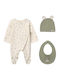 Mayoral Baby Bodysuit Set Long-Sleeved with Cap Green 3pcs