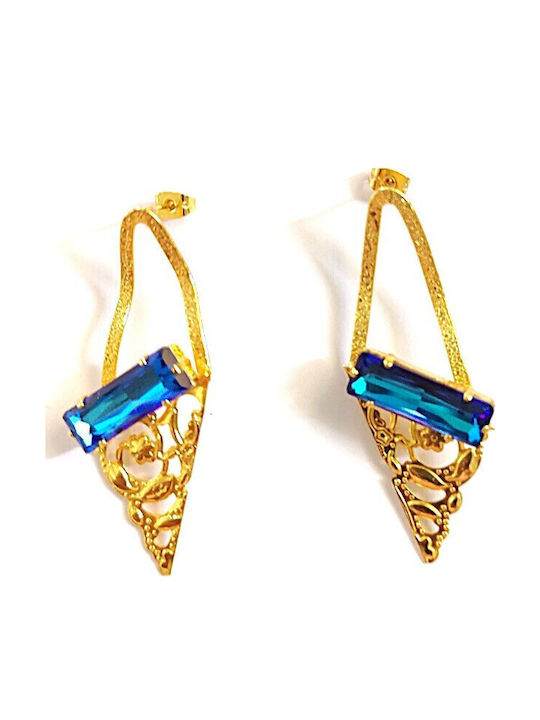 Loua Jewels Σκουλαρίκια Κρεμαστά Επιχρυσωμένα με Πέτρες