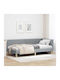 Single Bed Upholstered with Light Grey Fabric with Slats for Mattress 80x200cm