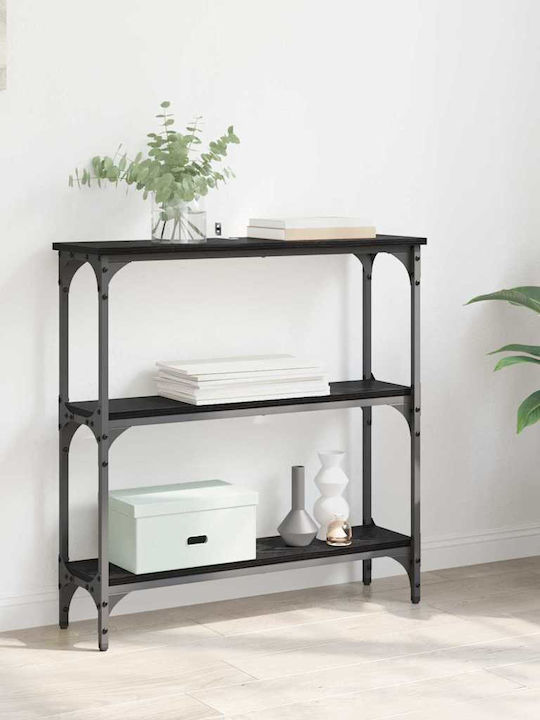 Metal Console Table Black Oak L75xW22.5xH75cm