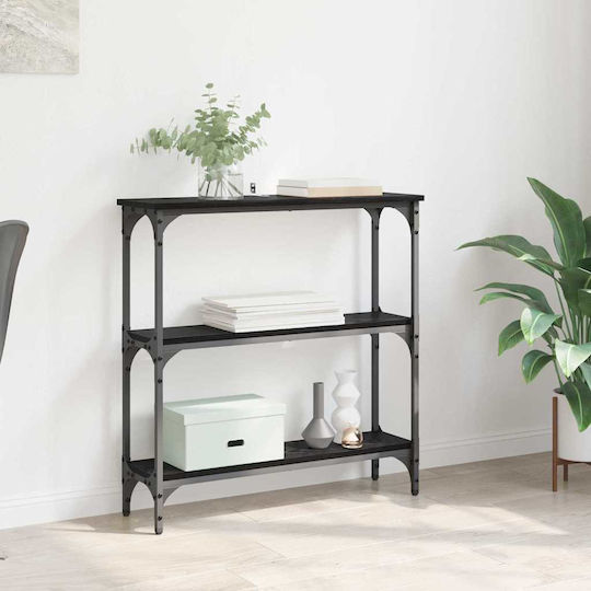 Metal Console Table Black Oak L75xW22.5xH75cm