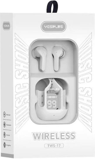 Yesplus TWS-17 In-Ear Bluetooth-Freisprecheinrichtung Kopfhörer mit Schweißresistenz und Ladeetui Weiß