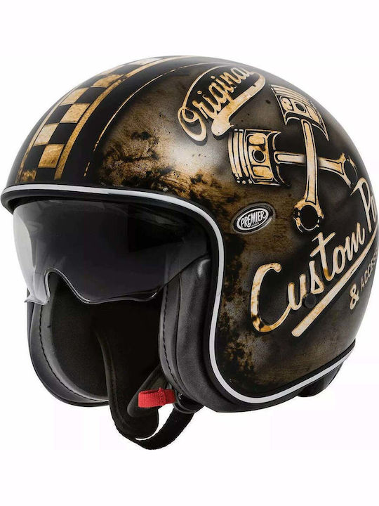 Premier Vintage OP 9BM Gloss Black / Copper Motorradhelm Jet ECE 22.06