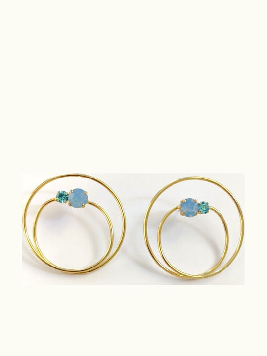 Loua Jewels Σκουλαρίκια Κρεμαστά Επιχρυσωμένα με Πέτρες
