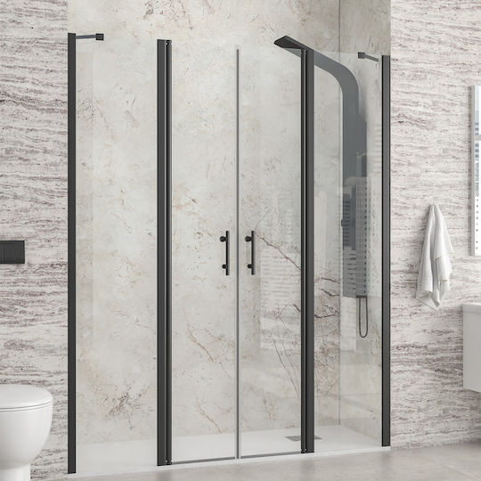 Karag Panex 700 Разделител На Душ Кабина С Плъзгаща Се Врата 140x200см Прозрачно Стъкло Черен