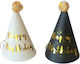 Paper Hats White Black Happy Birthday 17cm