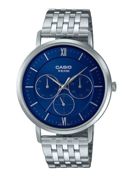 Casio Collection Herrenuhren 40mm Batterie mit Blauem Rostfreiem Stahlarmband