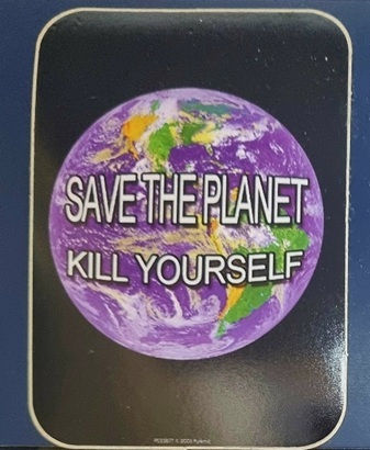 Autocolant Din Vinil Save Planet Kill Yourself 7cm X 9,5cm Autocolant Din Vinil Save Planet Kill Yourself 7cm X 9,5cm
