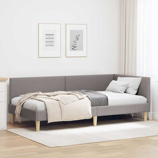 Single Upholstered Bed with Fabric Taupe with Slats for Mattress 90x190cm