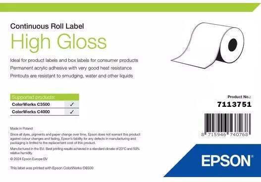 Epson High Gloss Bandă de Etichetare 33m x 76mm 1buc
