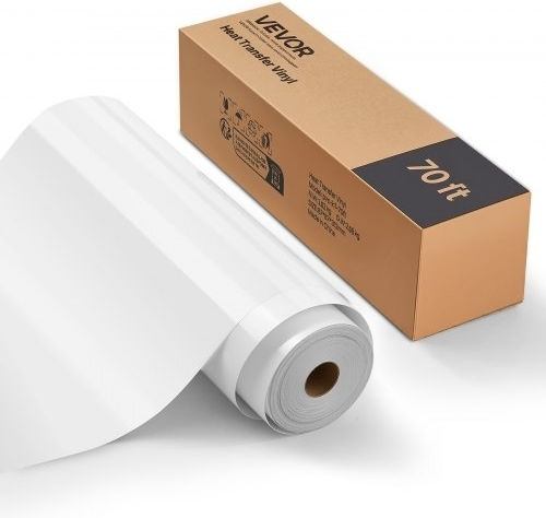 Vevor Heat Transfer Vinyl Htv Iron On Vinyl Roll 304.8 X 21336 Mm Glossy White