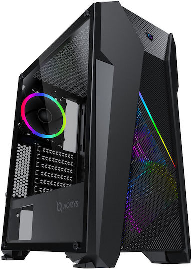 Aqirys Canopus Gaming Midi Tower Κουτί Υπολογιστή με Πλαϊνό Παράθυρο και RGB Φωτισμό Μαύρο