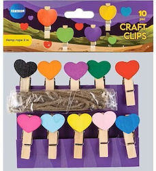 Wooden Clothespins Hearts Centrum 10 Pieces 80332
