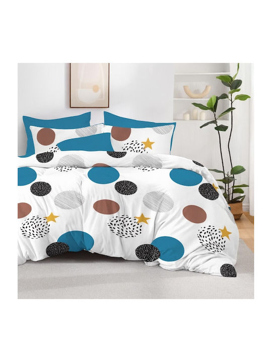 Pucioasa Set Huse Pentru Pilote 200x220cm Dublă Cu 4 Fețe De Pernă & 1 Cearceaf Galben