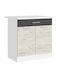 Επιδαπέδιο Ντουλάπι με Πάγκο Εργασίας White, White Craft Oak, Graphite 80x46x85εκ.