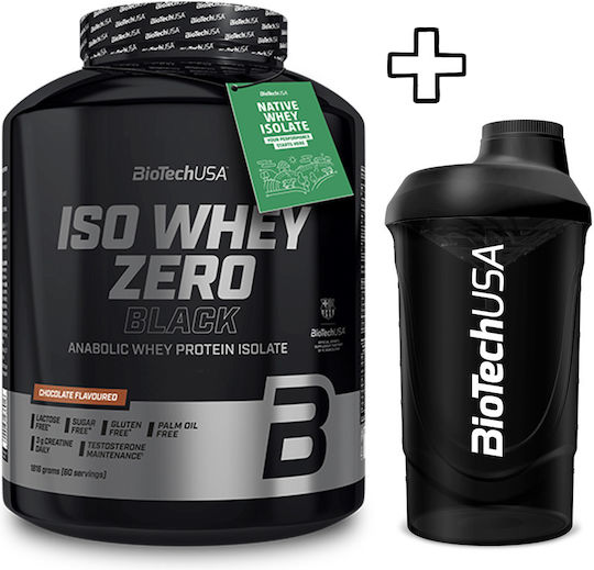 Biotech Usa Iso Whey Zero Black 1816g Vanilla & Biotech Usa Wave Shaker 600ml Black-Smoked Custom Bundle