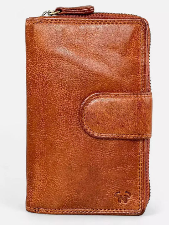 Large Leather Women's Wallet Classic Tabac Brown