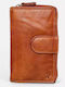 Large Leather Women's Wallet Classic Tabac Brown