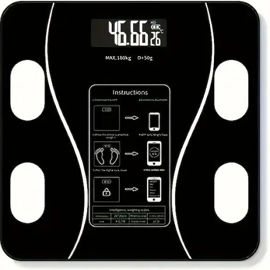 Panora Smart Badezimmerwaage 180kg mit Körperfettmessung und Bluetooth Schwarze 14455