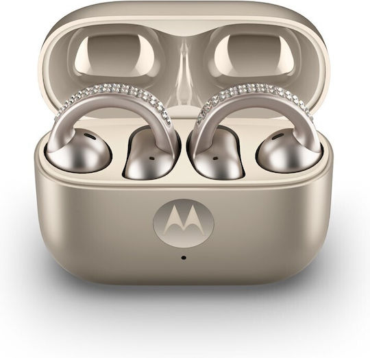 Motorola Moto Buds Loop Bluetooth Handsfree Ακουστικά με Αντοχή στον Ιδρώτα και Θήκη Φόρτισης Μπεζ