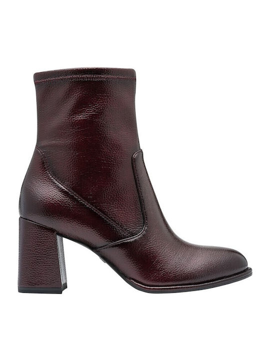 Stiefeletten Damen aus Lackleder Burgundisch
