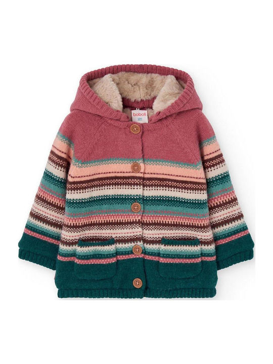 Kids Cardigan Knitted with Hood Multicolor
