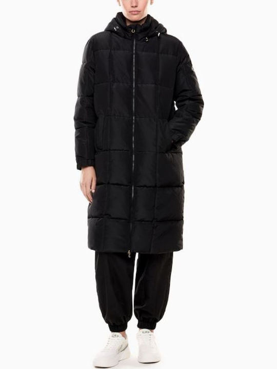 Μακρύ Γυναικείο Puffer Μπουφάν για Χειμώνα Core Black
