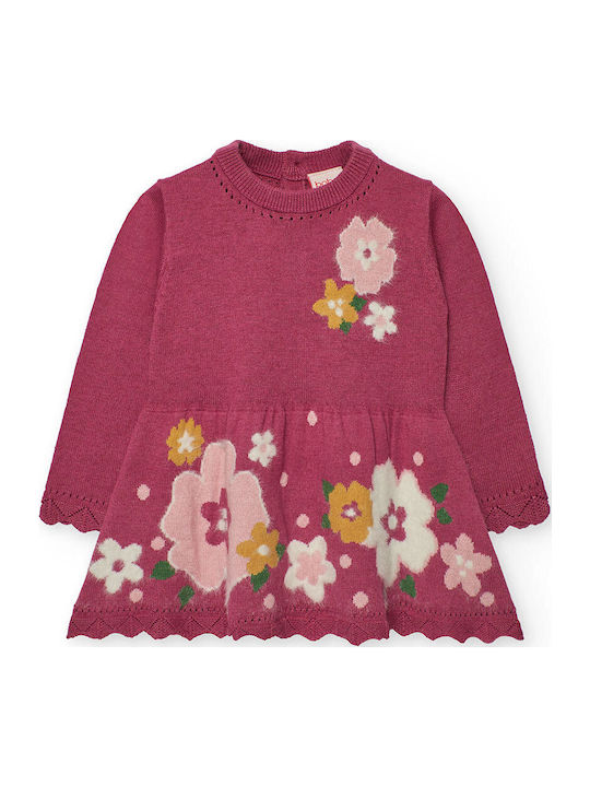 Children's Dress Long Sleeve Knitted Pink
