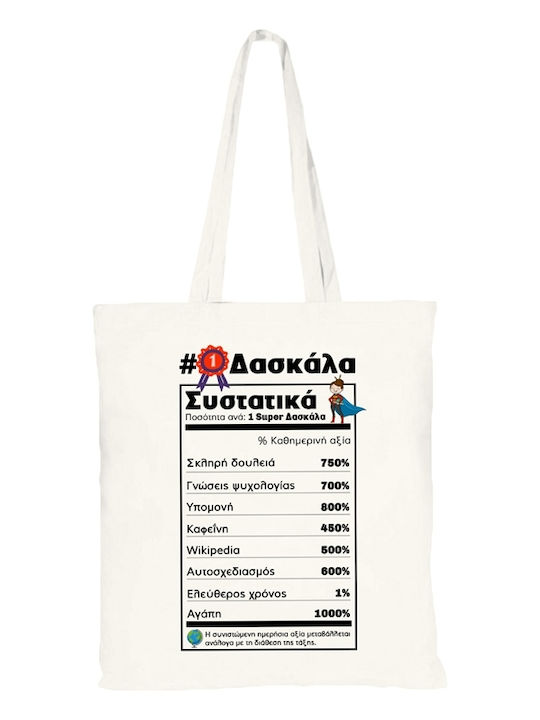 VOUR Fabric Shopping Bag in White color Teacher Ingredients