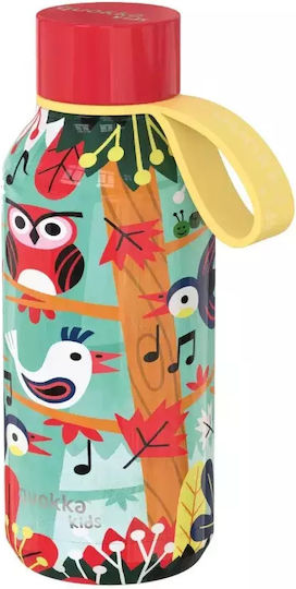 Quokka Kids Water Bottle Thermos Stainless Steel with Screw Cap Non Spill Birds 330ml