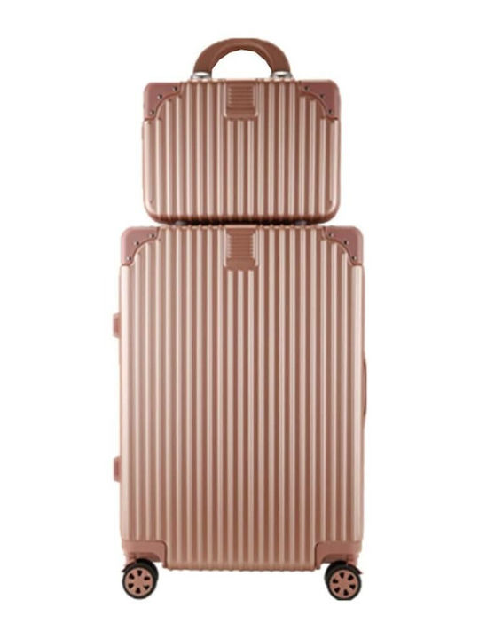 Hard Pink Suitcases With 4 Wheels Set Of 2 Pieces