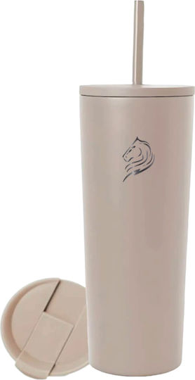 Cool'NMore Ποτήρι Θερμός Ανοξείδωτο BPA Free 600ml Tan με Καλαμάκι
