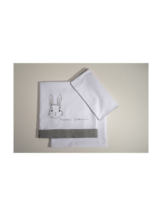 Raison D' Etre Baby Sheets Set Crib Cotton White 120x160cm 3pcs