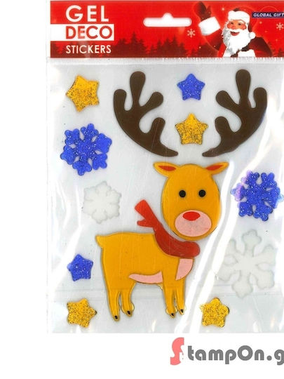 Global Gift Christmas Sticker Gel Deco Santa Claus Snowflakes 13x17cm 310509