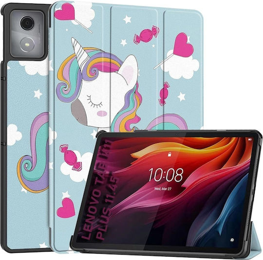 Калъф За Таблет Lenovo Tab K11 Plus Skyddar Innovation Многоъглова Стойка Функция Сън Събуждане Foldpro Unicorn Комплект Стикер