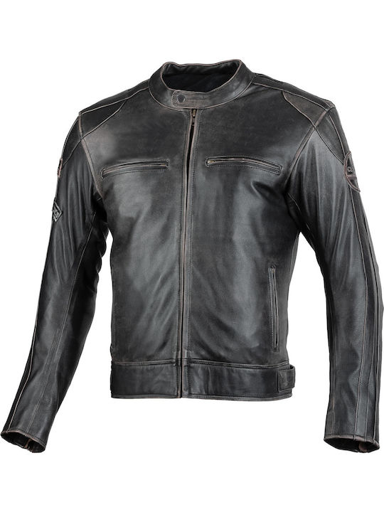 Seca Aviator II Ανδρικό Μπουφάν Μηχανής Δερμάτινο 4 Εποχών Μαύρο