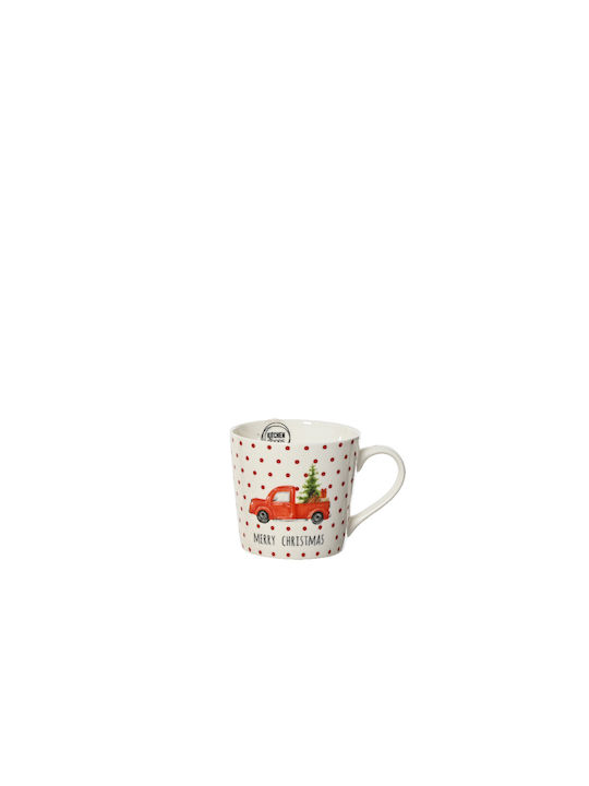 Kaemingk Christmas Mug Porcelain Red L9.8xW9.8xD8.8cm. Cars Points