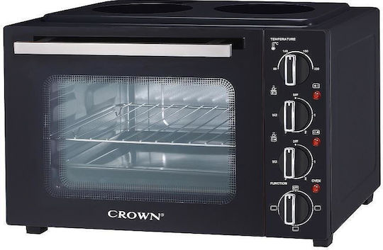 Crown Ηλεκτρικό Φουρνάκι 35lt με 2 Εστίες Μαύρο