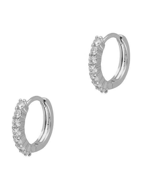 Kiriakos Gofas Hoop Earrings in Silver with Moissanite